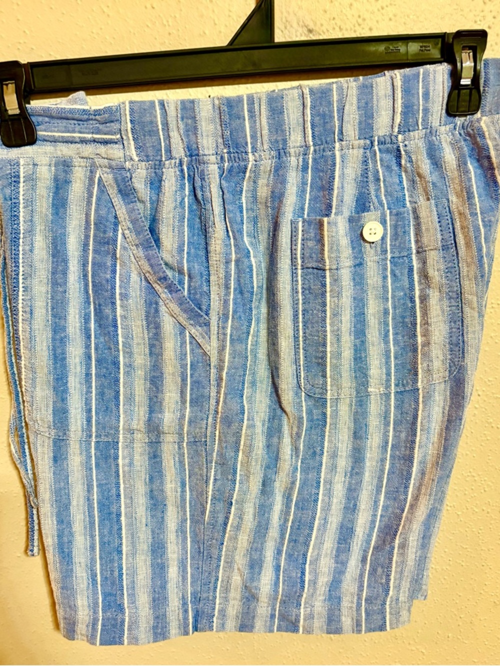 Talbots Light Blue Striped Linen-Blend Shorts Size :14